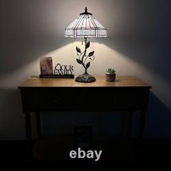 Tiffany Style Table Lamp Sky Color Hexagon Stained Glass Included LED Bulb H22