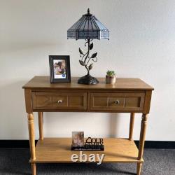 Tiffany Style Table Lamp Sky Color Hexagon Stained Glass Included LED Bulb H22