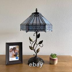 Tiffany Style Table Lamp Sky Color Hexagon Stained Glass Included LED Bulb H22