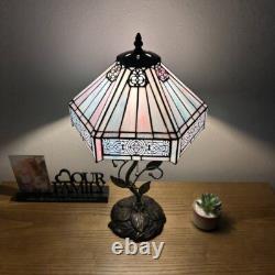 Tiffany Style Table Lamp Sky Color Hexagon Stained Glass Included LED Bulb H22
