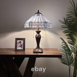 Tiffany Style Table Lamp Sky Color Stained Glass Hexagon LED Bulbs 24H16W