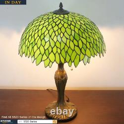 Tiffany Style Table Lamp Stained Glass Bedside Lamp Green Wisteria Desk Reading