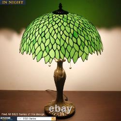 Tiffany Style Table Lamp Stained Glass Bedside Lamp Green Wisteria Desk Reading