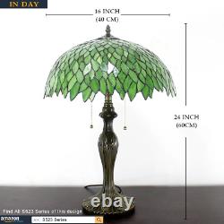 Tiffany Style Table Lamp Stained Glass Bedside Lamp Green Wisteria Desk Reading