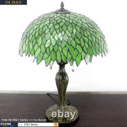Tiffany Style Table Lamp Stained Glass Bedside Lamp Green Wisteria Desk Reading