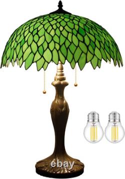 Tiffany Style Table Lamp Stained Glass Bedside Lamp Green Wisteria Desk Reading