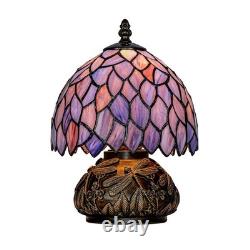Tiffany Style Table Lamp, Stained Glass Blue Purple Wisteria Desk Lamp with A