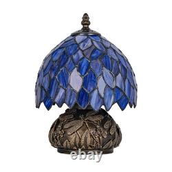 Tiffany Style Table Lamp, Stained Glass Blue Purple Wisteria Desk Lamp with A