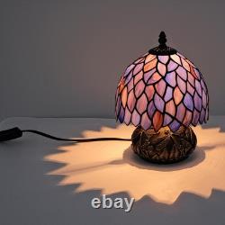 Tiffany Style Table Lamp, Stained Glass Blue Purple Wisteria Desk Lamp with A