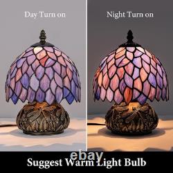 Tiffany Style Table Lamp, Stained Glass Blue Purple Wisteria Desk Lamp with A