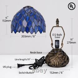 Tiffany Style Table Lamp, Stained Glass Blue Purple Wisteria Desk Lamp with A