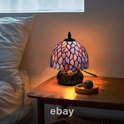 Tiffany Style Table Lamp, Stained Glass Blue Purple Wisteria Desk Lamp with A