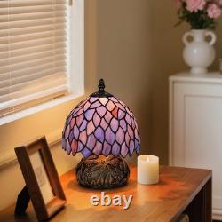 Tiffany Style Table Lamp, Stained Glass Blue Purple Wisteria Desk Lamp with A