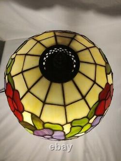 Tiffany Style Table Lamp Stained Glass Flowers 20 Tall