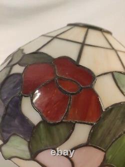 Tiffany Style Table Lamp Stained Glass Flowers 20 Tall