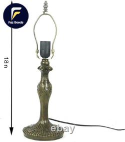 Tiffany Style Table Lamp Stained Glass Lamp Shade Purple Tulip Flower Reading US