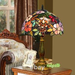 Tiffany Style Table Lamp Stained Glass Lights Grape Retro Desk Lamp Reading Lamp