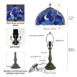 Tiffany Style Table Lamp, Stained Glass Moon Table Lamp, 12X12X19 Inch Tiffany