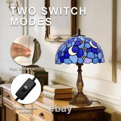 Tiffany Style Table Lamp, Stained Glass Moon Table Lamp, 12X12X19 Inch Tiffany