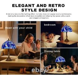 Tiffany Style Table Lamp, Stained Glass Moon Table Lamp, 12X12X19 Inch Tiffany