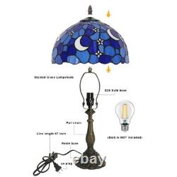 Tiffany Style Table Lamp, Stained Glass Moon Table Lamp, 12X12X19 Inch Tiffany
