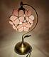 Tiffany Style Table Lamp Stained Glass Pink Peach Blossom Retro Art Nouveau 17h