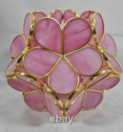 Tiffany Style Table Lamp Stained Glass Pink Peach Blossom Retro Art Nouveau 17H