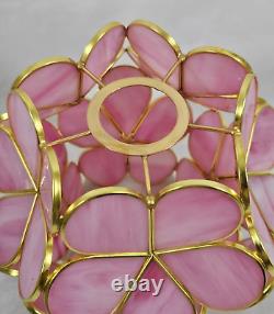 Tiffany Style Table Lamp Stained Glass Pink Peach Blossom Retro Art Nouveau 17H