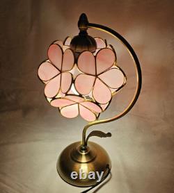 Tiffany Style Table Lamp Stained Glass Pink Peach Blossom Retro Art Nouveau 17H