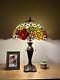 Tiffany Style Table Lamp Stained Glass Rose Flowers Led Bulbs Included H24w16