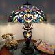 Tiffany Style Table Lamp Stained Glass Victorian Double Lit 3 Light 18 Shade