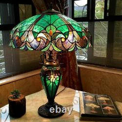 Tiffany Style Table Lamp Stained Glass Vintage Victorian Accent Office Desk