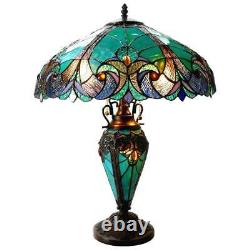 Tiffany Style Table Lamp Stained Glass Vintage Victorian Accent Office Desk