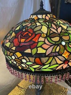 Tiffany Style Table Lamp Stained Glass With Tassels