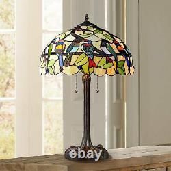 Tiffany Style Table Lamp Traditional Bronze Stained Glass for Living Room