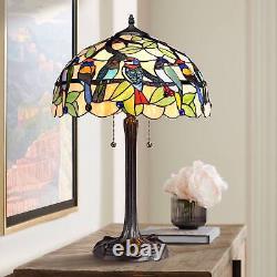 Tiffany Style Table Lamp Traditional Bronze Stained Glass for Living Room