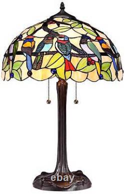 Tiffany Style Table Lamp Traditional Bronze Stained Glass for Living Room