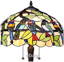 Tiffany Style Table Lamp Traditional Bronze Stained Glass for Living Room