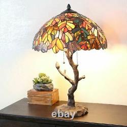 Tiffany Style Table Lamp Tree Reading Desk Accent Stained Glass Lamp 25 High
