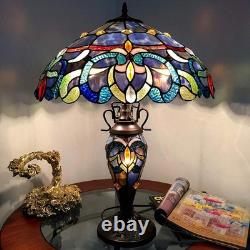 Tiffany Style Table Lamp Victorian Blue Gold Green Hand Crafted Stained Glass Tiffany Style Table Lamp Victorian Blue Gold Green Hand Crafted Stained Glass