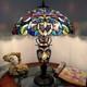 Tiffany Style Table Lamp Victorian Blue Gold Green Hand Crafted Stained Glass