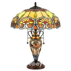 Tiffany Style Table Lamp Victorian Blue Green Multi Hand Crafted Stained Glass