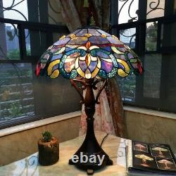 Tiffany Style Table Lamp Victorian Multicolored Stained Glass 18 Shade handmade