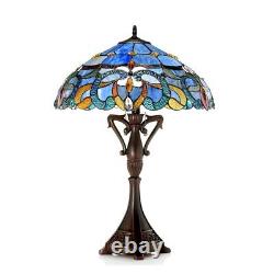 Tiffany Style Table Lamp Victorian Multicolored Stained Glass 18 Shade handmade