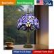 Tiffany Style Table Lamp Vintage Stained Glass Desk Lamp Deep Blue Purple Wis