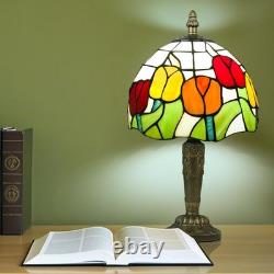 Tiffany Style Table Lamp Vintage Stained Glass Desk Lamp Deep Blue Purple Wis