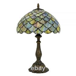 Tiffany Style Table Lamp Vintage Stained Glass Desk Lamp Mable Gradient Green