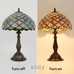 Tiffany Style Table Lamp Vintage Stained Glass Desk Lamp Mable Gradient Green