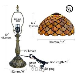 Tiffany Style Table Lamp Vintage Stained Glass Desk Lamp Mable Gradient Green