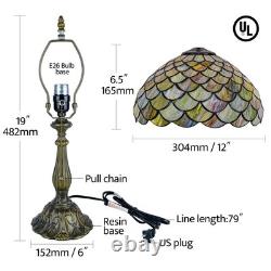 Tiffany Style Table Lamp Vintage Stained Glass Desk Lamp Mable Gradient Green